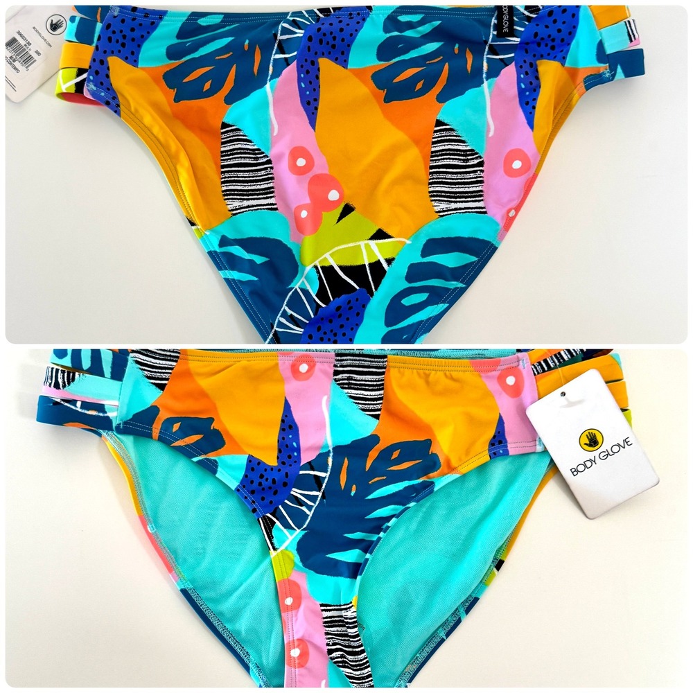 Body Glove Women's  Multicolor Abstract Print Strappy Bikini Bottom NWT